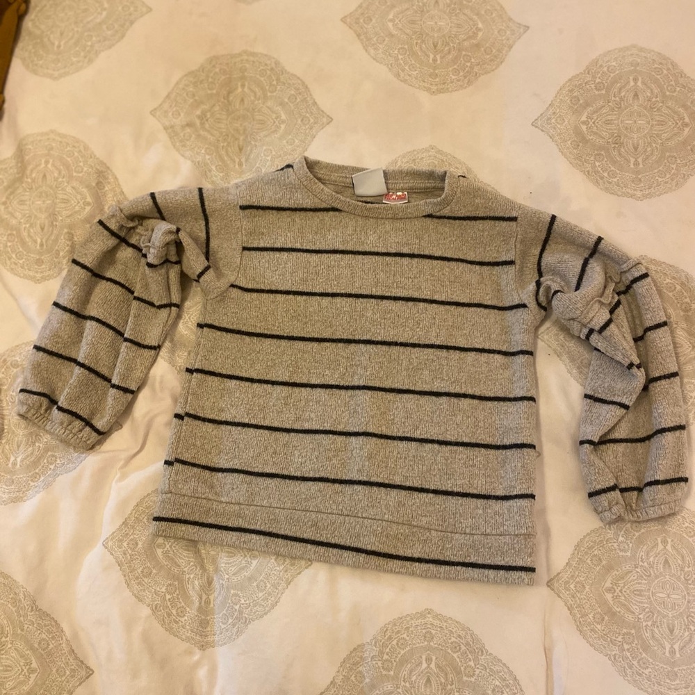 Zara Gray and Black Striped Kids Sweater